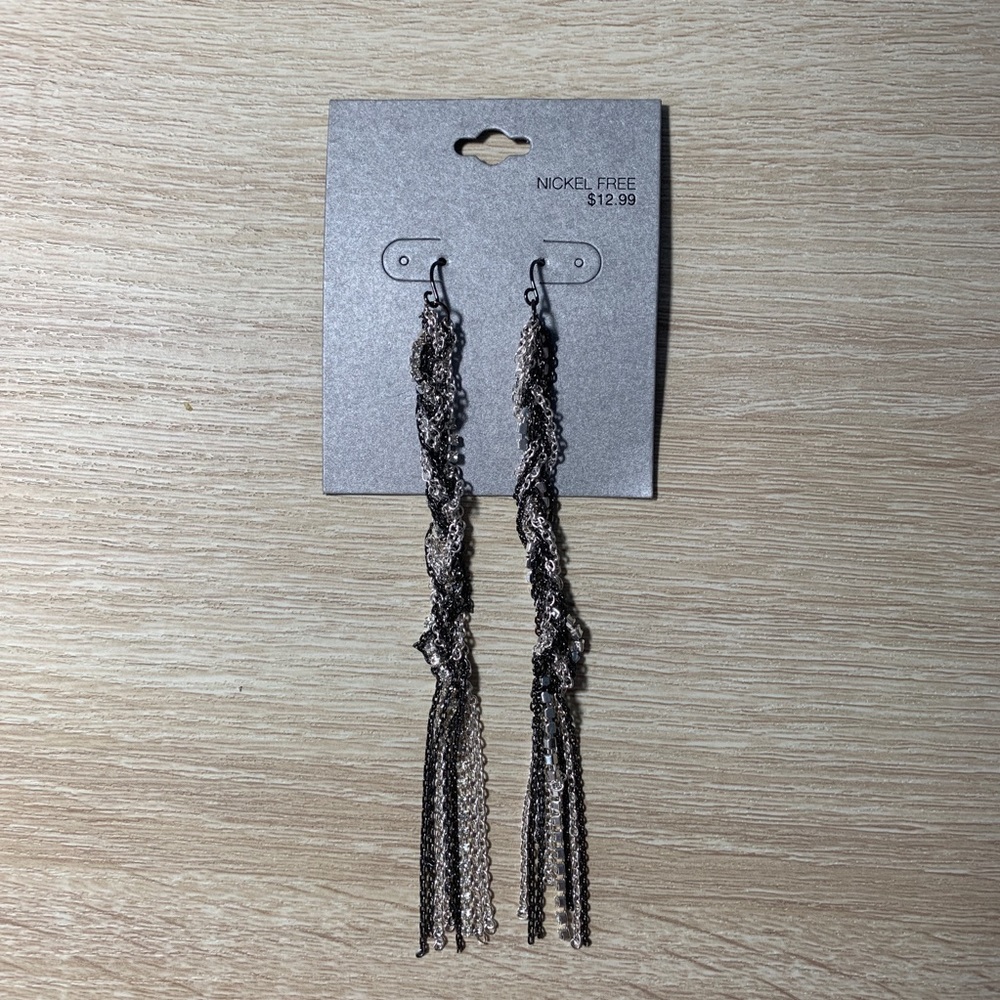 NEW nickel free rhinestone chain earrings